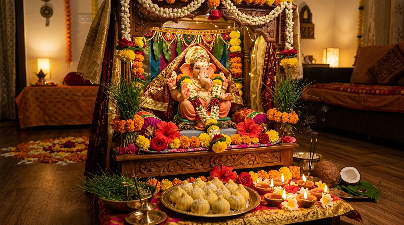Ganesh Sthapana & Altar Decoration
