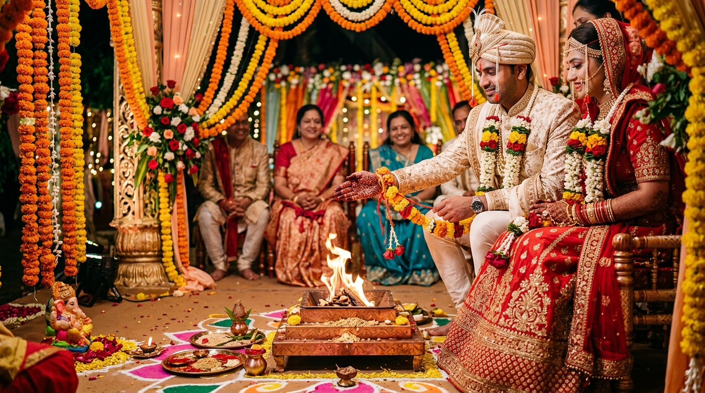 Auspicious Hindu Wedding Ceremony Mandap